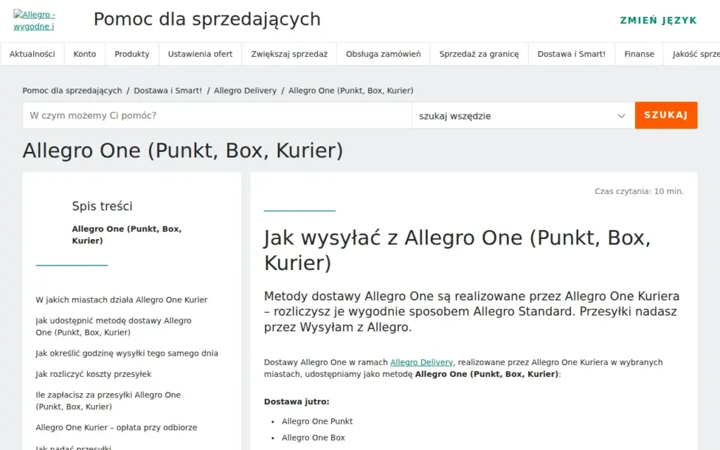Allegro One — strona produktu na stronie producenta (zrzut ekranu)