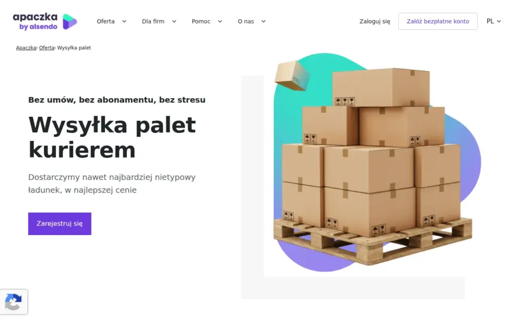 Apaczka (palety i półpalety) — strona produktu na stronie producenta (zrzut ekranu)