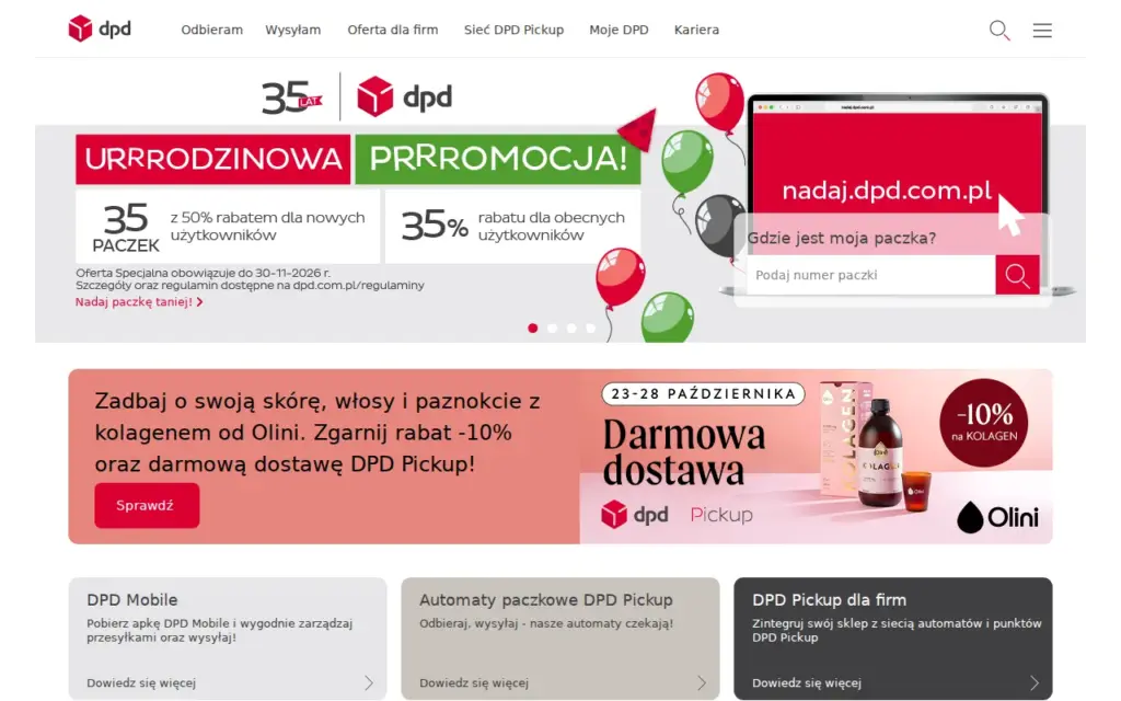DPD Polska — strona produktu na stronie producenta (zrzut ekranu)