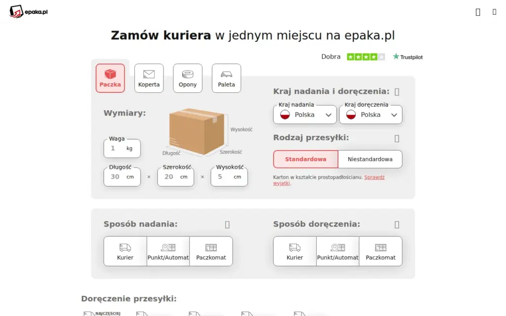 Epaka — strona produktu na stronie producenta (zrzut ekranu)