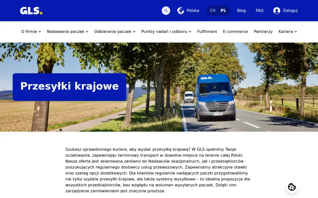 GLS Poland — strona produktu na stronie producenta (zrzut ekranu)