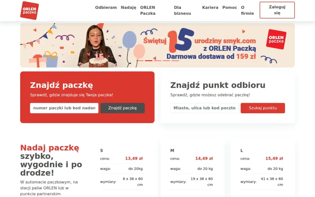 Orlen Paczka — strona produktu na stronie producenta (zrzut ekranu)