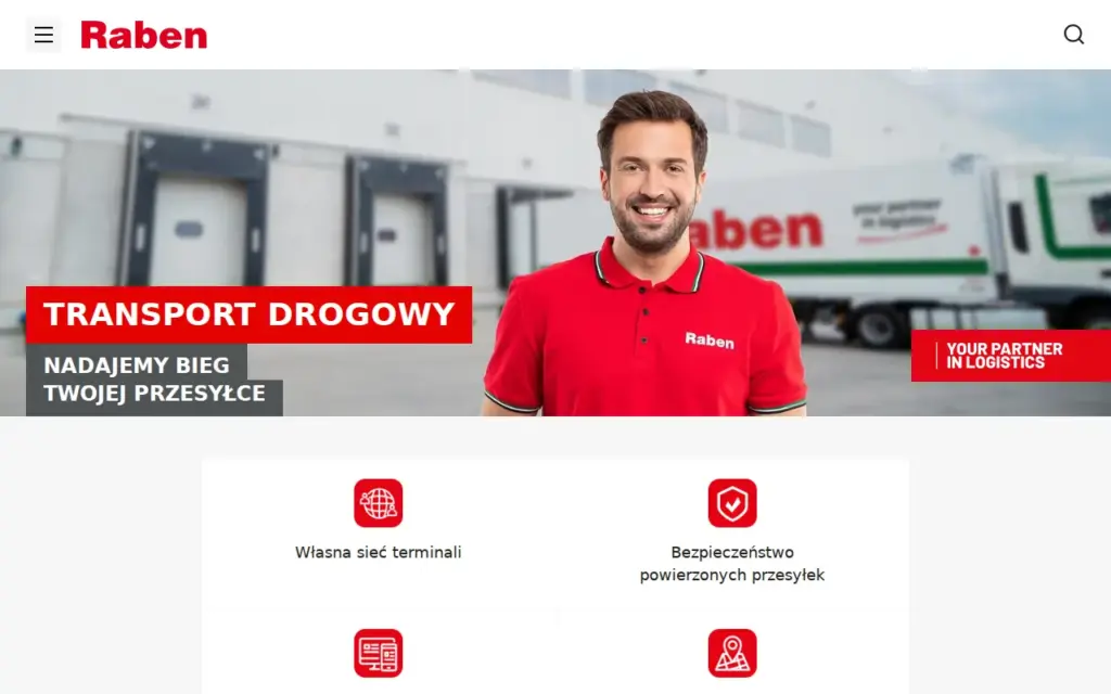 Raben Logistics Polska — strona produktu na stronie producenta (zrzut ekranu)